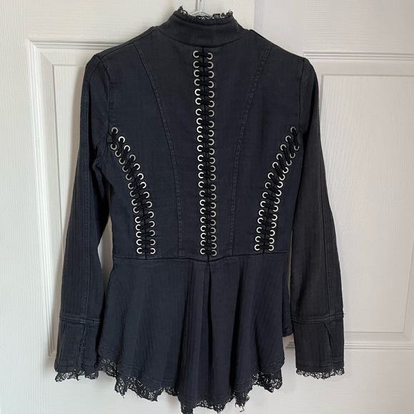 FREE PEOPLE VICTORIAN LACE JACKET IN NAVY - Picture 13 of 16